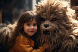 a girl hugging a stuffed animal