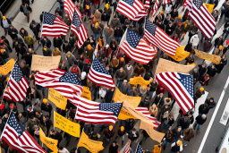 un groupe de personnes tenant des drapeaux