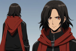 a cartoon of a man with long hair and red cape