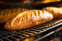 Golden Baked Bread in Oven