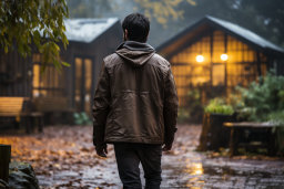 Un homme marchant sous la pluie