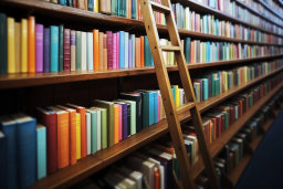 Colorful Books on Library Shelves