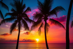 Tropical Sunset with Palm Trees