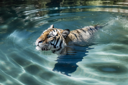 Un tigre nageant dans l'eau