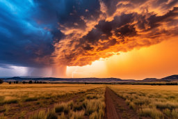 Thunderstorm at Sunset over Plains