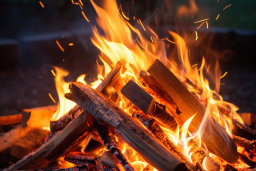 Un feu avec du bois brûlant