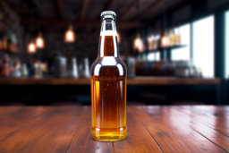Une bouteille de bière sur une table