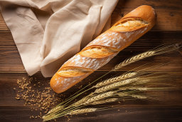 une miche de pain à côté du blé