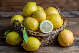 Fresh Lemons in a Basket