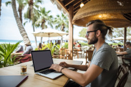 Remote Work at Beachside Cafe