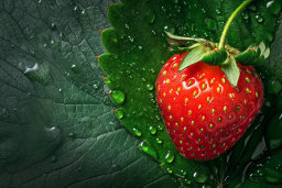 Fresh Strawberry on a Leaf