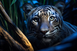 un tigre regardant la caméra