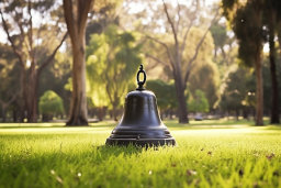 a bell in the grass