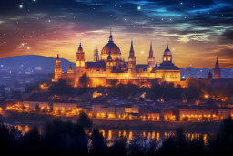 Twilight Over Historical European City