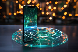 Futuristic Smartphone on Holographic Display