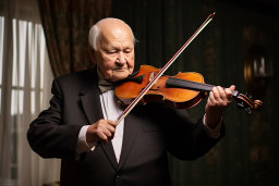 Un vieil homme jouant un violon