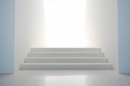 Minimalistic White Staircase Against Bright Light