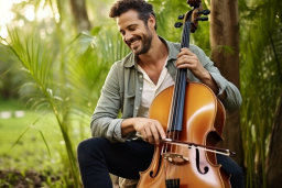 Un homme jouant un violoncelle