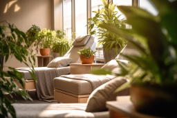 Egy szoba székekkel és cserepes növényekkel