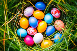 Colorful Easter Eggs in a Nest