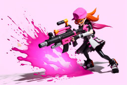 Animated Character with Splatter Gun