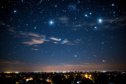 Starry Night Sky Over Suburban Landscape