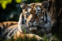 Majestic Tiger Resting in Sunlight
