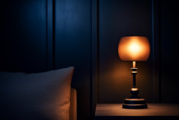 Cozy Nighttime Desk with Illuminated Lamp