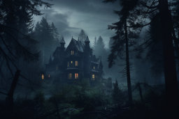 Mysterious Manor in Misty Forest