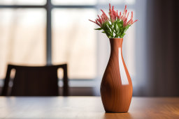Elegant Vase with Flowers on Wooden Table