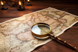 Antique Map and Magnifying Glass