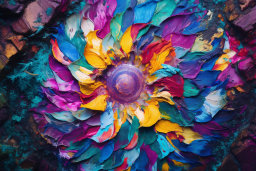 Explosion of Colorful Painted Feathers