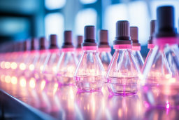 Laboratory Flasks with Colorful Illumination