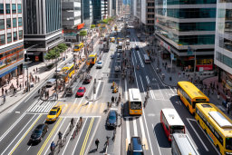 Bustling Urban Traffic and Pedestrians