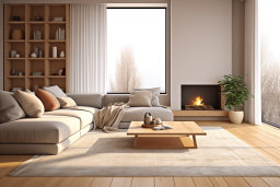 Modern Cozy Living Room with Fireplace