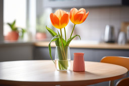 a vase with flowers on a table