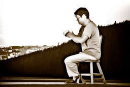 Un homme assis sur un tabouret en regardant sa montre