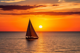 a sailboat on the water during sunset