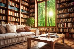 Cozy Home Library with Sunlight
