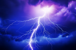 Intense Lightning in Purple Sky