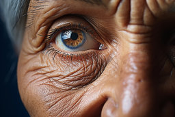Close-Up of Elderly Eye with Tears