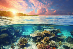 Sunset Over a Coral Reef