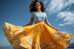 Woman Twirling in Yellow Skirt