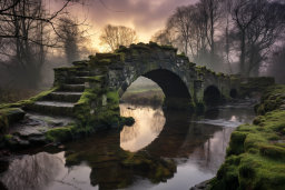 Misty Bridge at Dawn