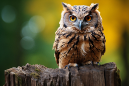 an owl sitting on a log
