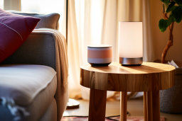 Smart Speaker and Table Lamp in Cozy Interior
