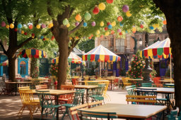 Colorful Outdoor Cafe Setting