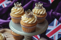 Royal-Themed Cupcakes on Display
