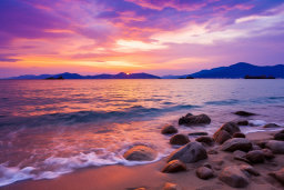 Sunset Beach with Vivid Colors