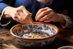 Hands Painting a Ceramic Bowl